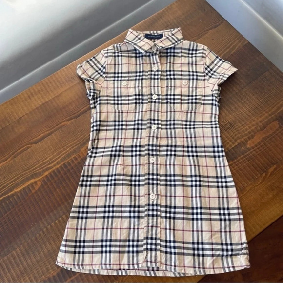 Burberry Other - Kid Dress button down 14T Burberry beige short sleeves